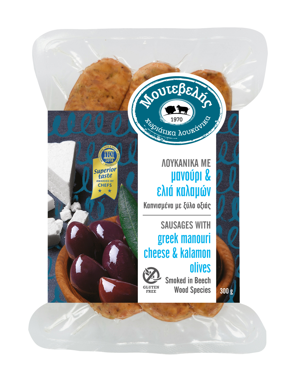 Λουκάνικα με μανούρι και ελιά Καλαμών 300gr