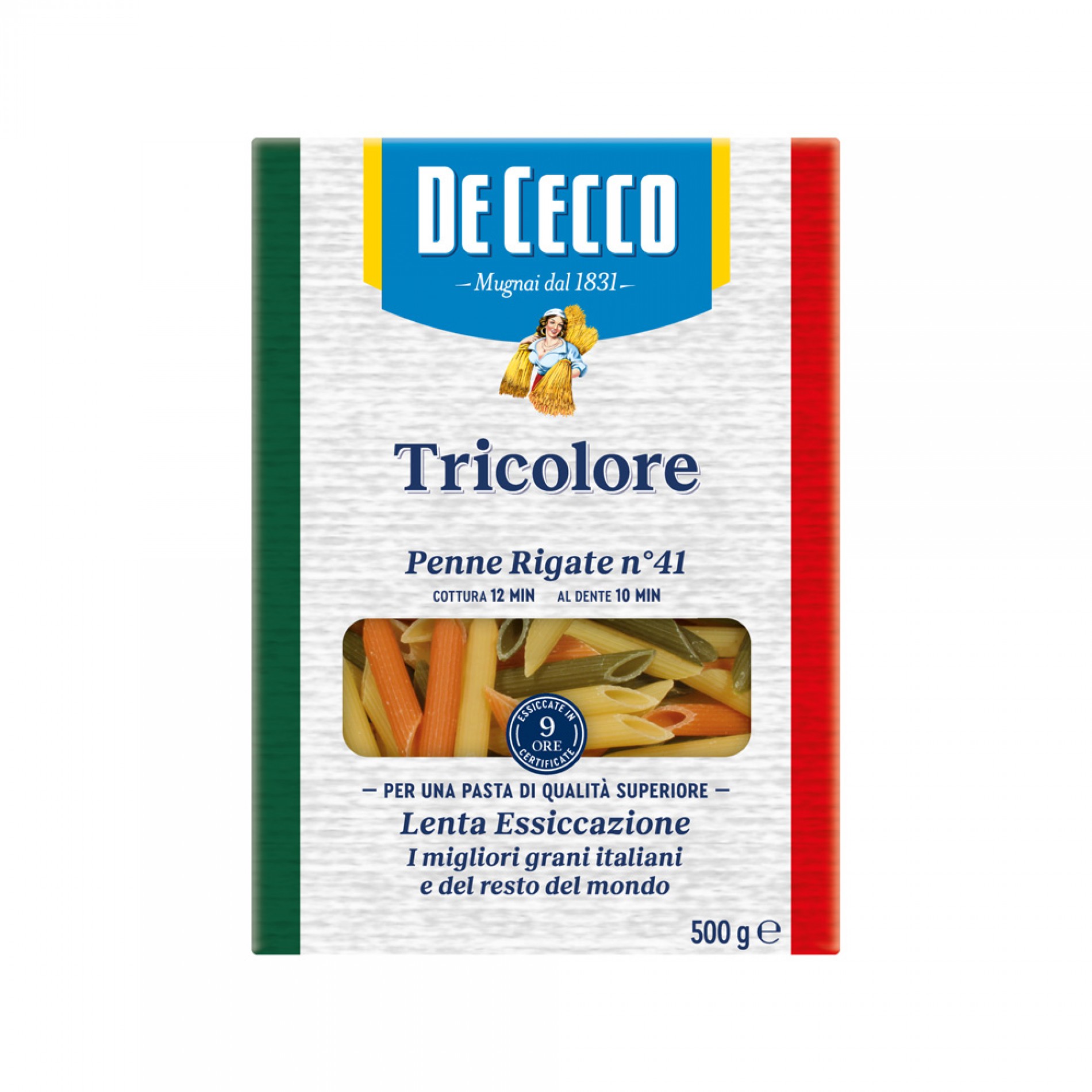 Ζυμαρικά Penne Rigate Tricolore no. 41 De Cecco 500gr